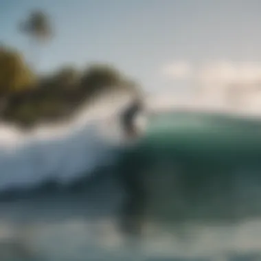 Surfer riding a wave at Encuentro Beach in Cabarete