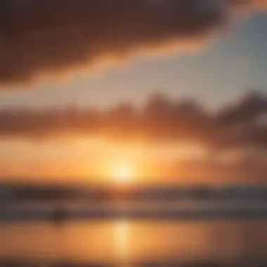 Sunset view of surfers at Kite Beach in Cabarete