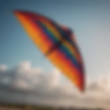 Vibrant Kite in Flight A colorful kite soaring in the sky with vibrant patterns