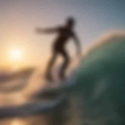 Dynamic wave riding at sunset