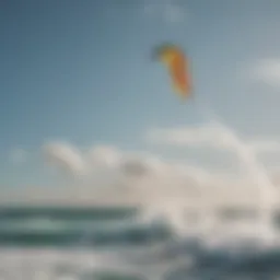 Vibrant wing kiting scene over the ocean