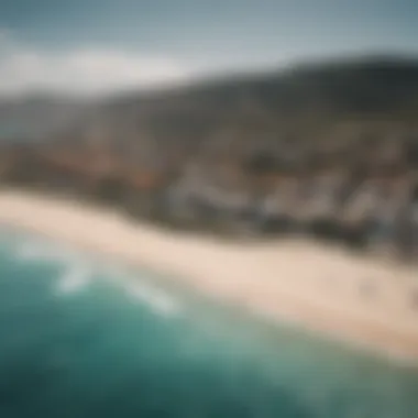 A panoramic view of a global kiteschool location by the ocean