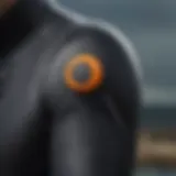 Close-up of wetsuit zipper technology