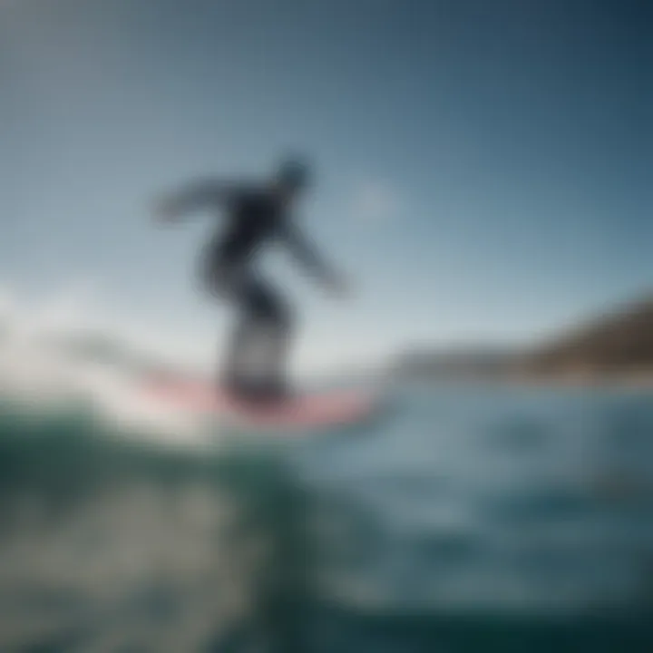 An electric hydrofoil surfboard gliding effortlessly above the water's surface.