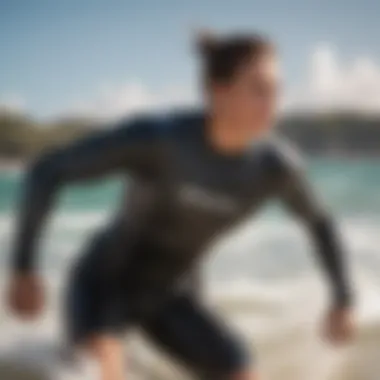 Instructor wearing a rash guard while kitesurfing, highlighting safety features