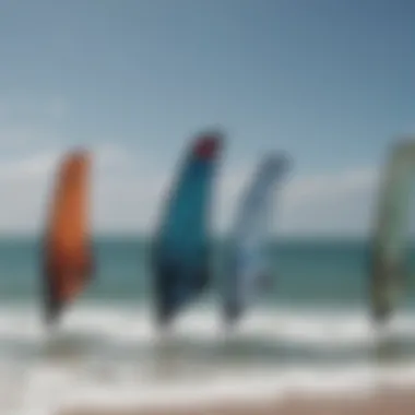 Comparison of different types of rear wings used in kitesurfing.