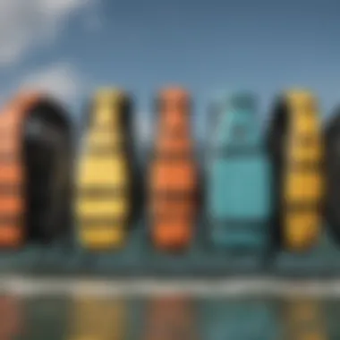 An illustration depicting different types of buoyancy vests available for surfers.