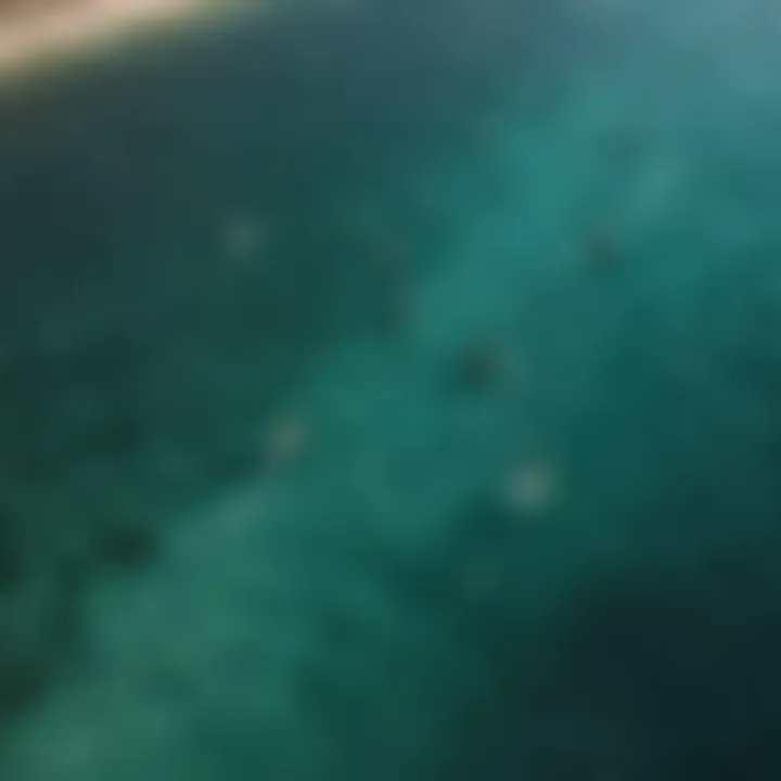 Aerial view of kitesurfers in action on the crystal-clear waters of Greece