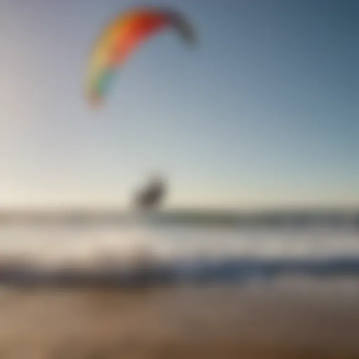 A close-up of a kitesurfer launching their kite in strong winds