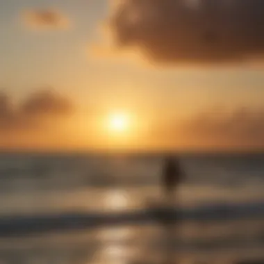 Sunset silhouette of kiteboarders on Tulum's mesmerizing coastline