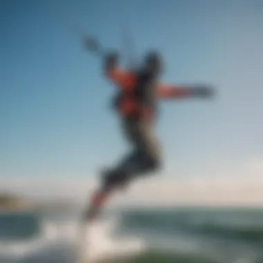 Twintip kiteboarder executing a perfect trick