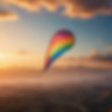 Aerial view of a colorful kite flying high in the sky