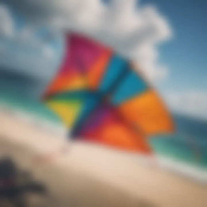 Aerial view of a colorful kite soaring in the sky