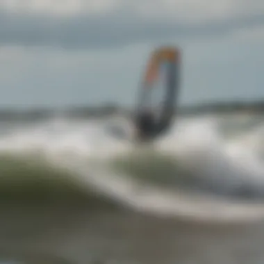 Kitesurfers navigating the waves in Barnstable, highlighting the dynamic interaction with tidal currents.