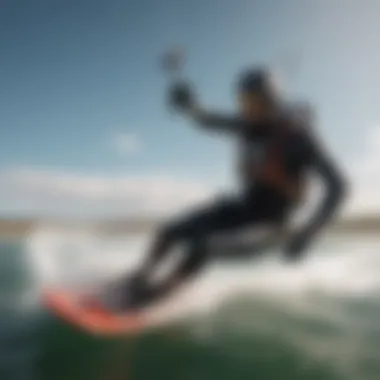 Kitesurfing Performance with Advanced Gear Kitesurfing athlete performing tricks with high-performance gear