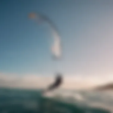 Kitesurfing with a Foil Kite Kitesurfer utilizing a foil kite in dynamic water conditions.
