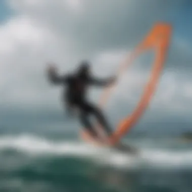 Kitesurfing with Hydro Foils A kitesurfer in action, demonstrating hydro foiling techniques over water