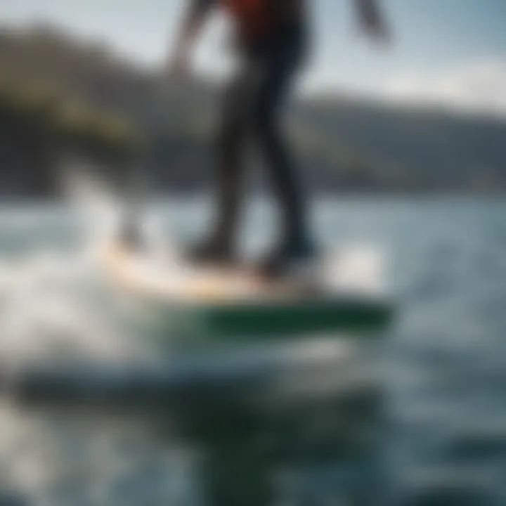 Dynamic view of a hydrofoil board gliding over the water