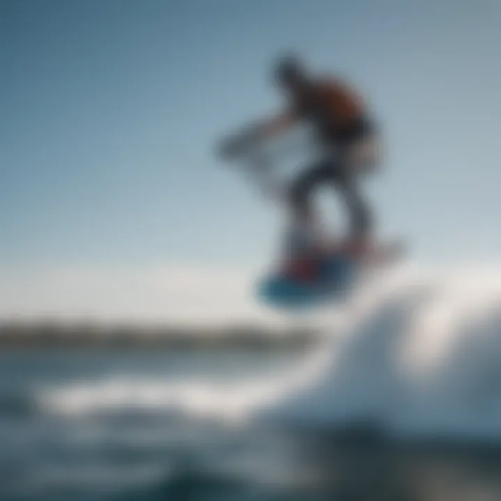 Hydrofoil board in action on the water demonstrating lift and performance