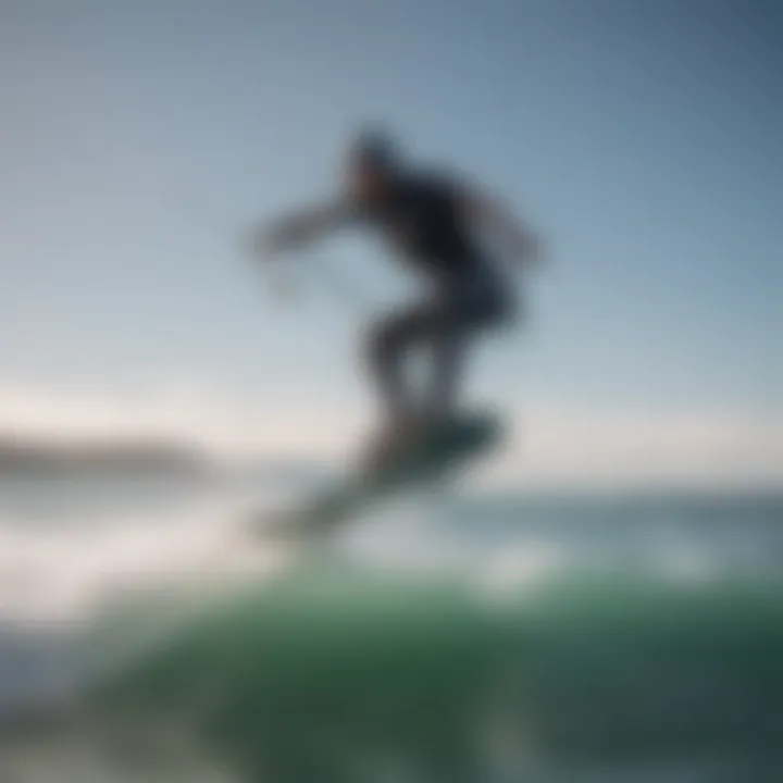 Expert kitesurfer demonstrating hydrofoil riding techniques