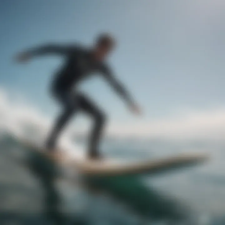 A rider performing advanced techniques on a hydrofoil surfboard.