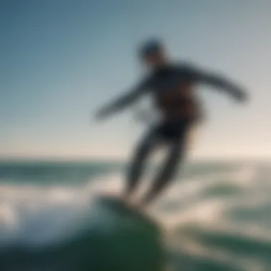 A kitesurfer demonstrating the performance of an ion harness on the water