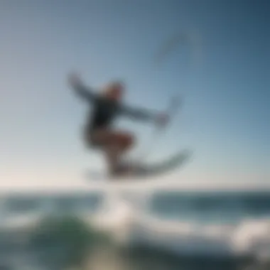 An athlete soaring above water on a lift surf foil, demonstrating the thrill of the sport.