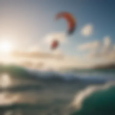 Kitesurfers riding the waves under sunny skies in St. Barts