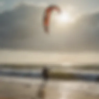 Kitesurfers enjoying high winds on a Texas beach, showcasing optimal conditions