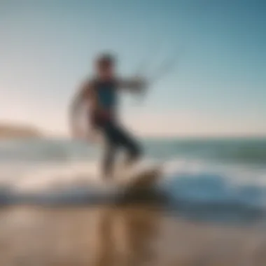 Kitesurfer using the Duotone Pump on the beach