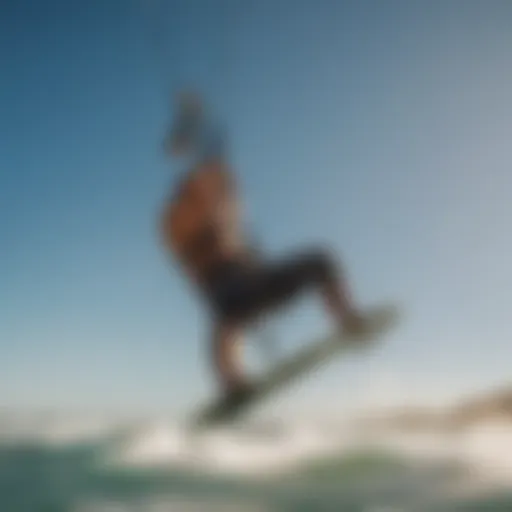 Kitesurfer demonstrating slingshot technique