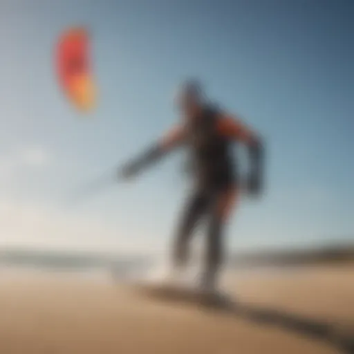 A kitesurfer using the WeatherFlow WindMeter on the beach