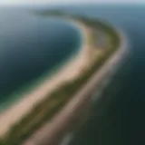 Aerial view of Escanaba coastline ideal for kitesurfing