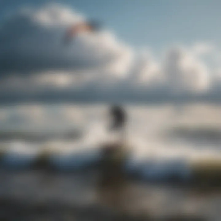 Kitesurfers riding the waves on a breezy day