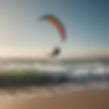 Optimal kitesurfing conditions at a scenic beach