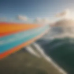 Close-up of a wing surf board showcasing its unique design and materials.