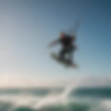 Dynamic shot of kiteboarders performing impressive jumps and tricks in the open sea