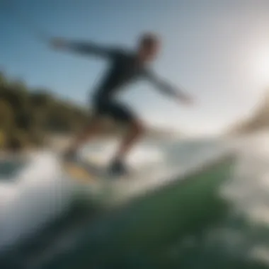 Wakesurfer Riding the Foil