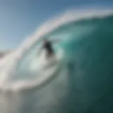 Surfer riding a barrel wave