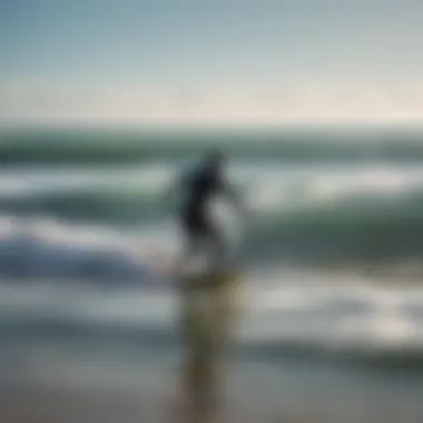 Surf instructor guiding a student on the waves