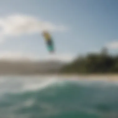 Panoramic view of a scenic kitesurfing destination with palm-fringed beaches