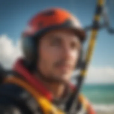 Close-up shot of vibrant kitesurfing equipment