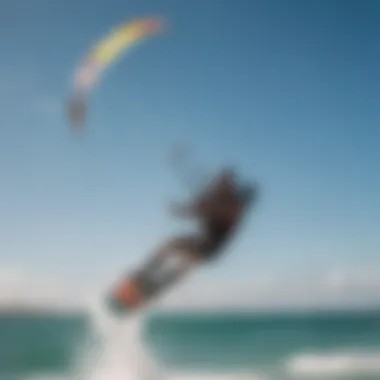 Kiteboarding enthusiast achieving aerial maneuvers