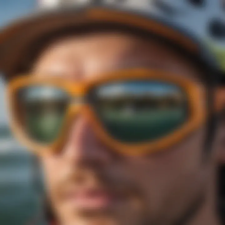 Different styles of kite surfing glasses displayed