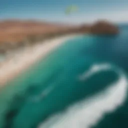 Aerial view of kitesurfers in action on the turquoise waters of Dahab