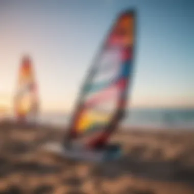 Vibrant Windsurfing Equipment on the Beach