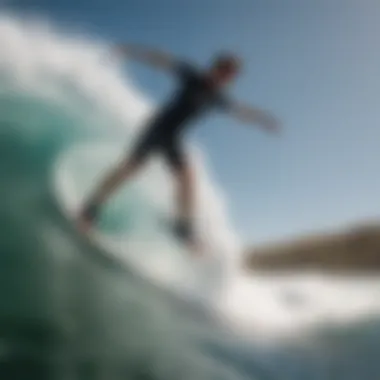 Action shot of an individual enjoying wake surfing on a board specifically made for bigger physiques.