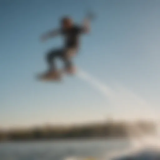 Wakeboarder performing a stylish grab trick in mid-air