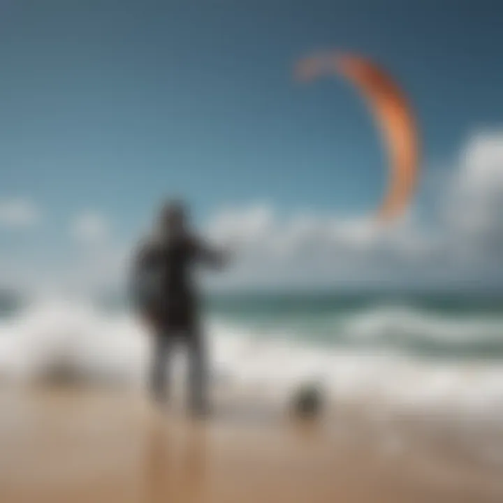 Kitesurfers checking weather conditions with a weathermeter