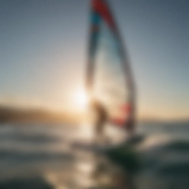 A sleek windsurf foil gliding over water